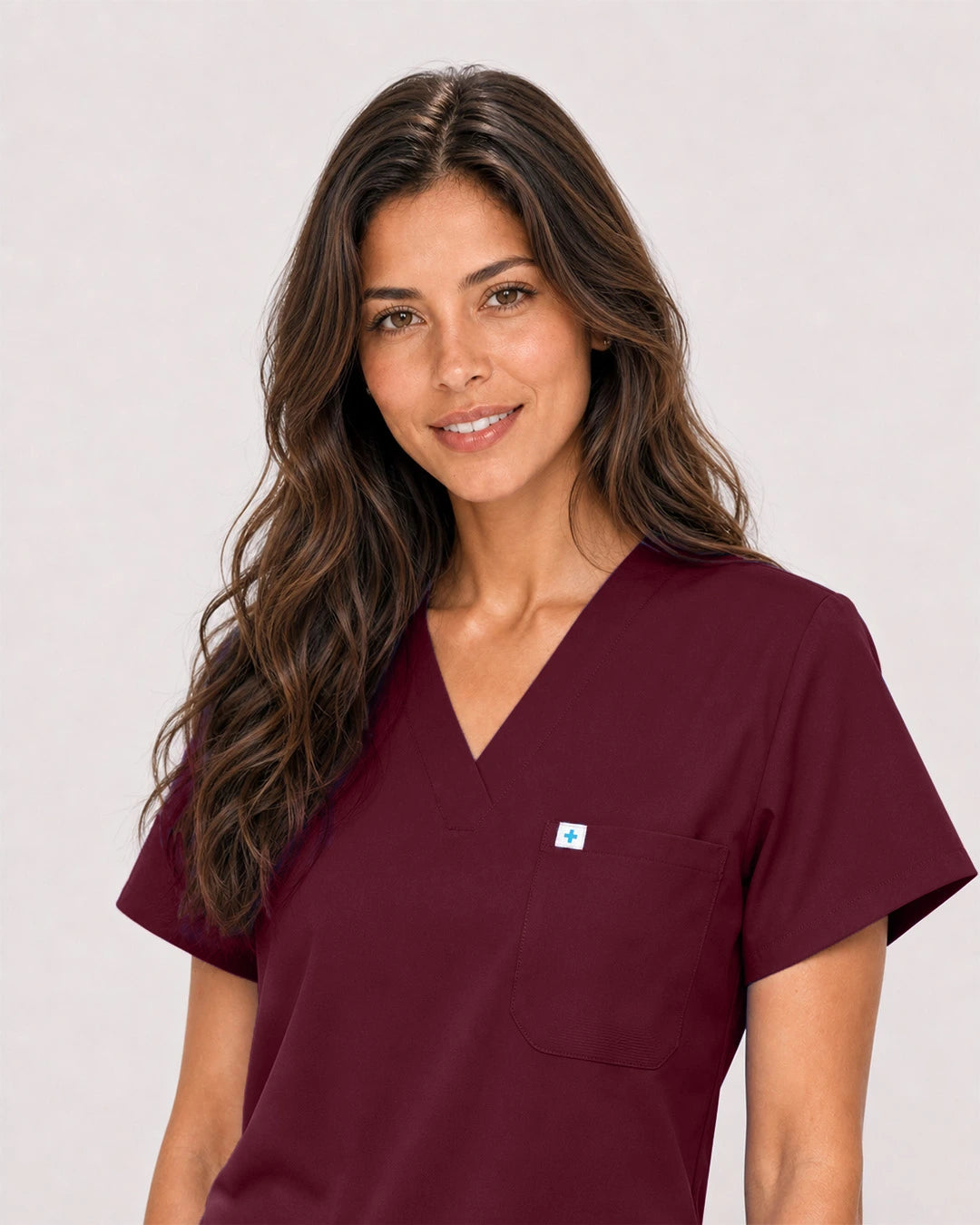 Burgundy Red Eipnare Women's Classic V-Neck Jogger Scrub Set - Stretch Medical Scrubs for Women