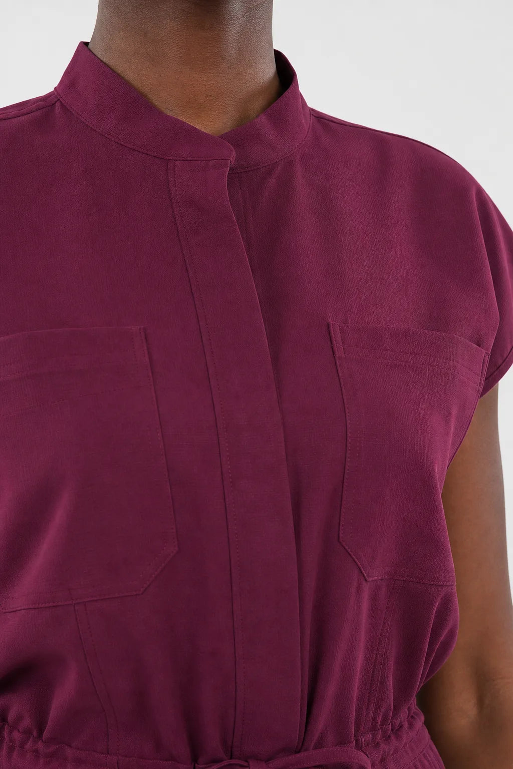 Burgundy Red Eipnare Women's Zip-Front Sleeveless Scrub Jumpsuit - Stretch Medical Scrubs for Women