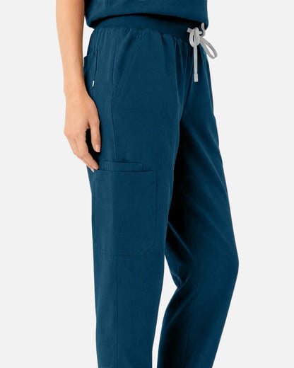 Caribbean Blue Eipnare Women's Tapered Jogger Scrub Pants - Stretch Medical Scrubs for Women