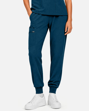 Caribbean Blue Eipnare Women's Multi-Pocket Jogger Scrub Pants - Stretch Medical Scrubs for Women