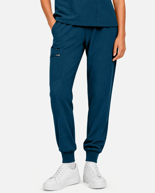 Caribbean Blue Eipnare Women's Multi-Pocket Jogger Scrub Pants - Stretch Medical Scrubs for Women