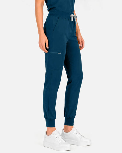 Caribbean Blue Eipnare Women's Multi-Pocket Jogger Scrub Pants - Stretch Medical Scrubs for Women
