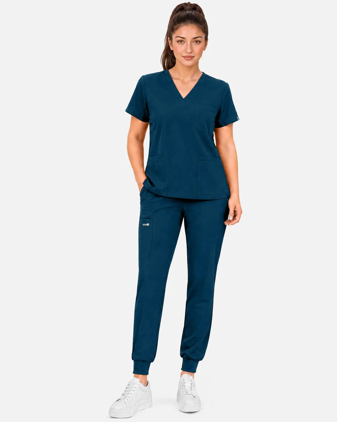Caribbean Blue Eipnare Women's Multi-Pocket Jogger Scrub Pants - Stretch Medical Scrubs for Women