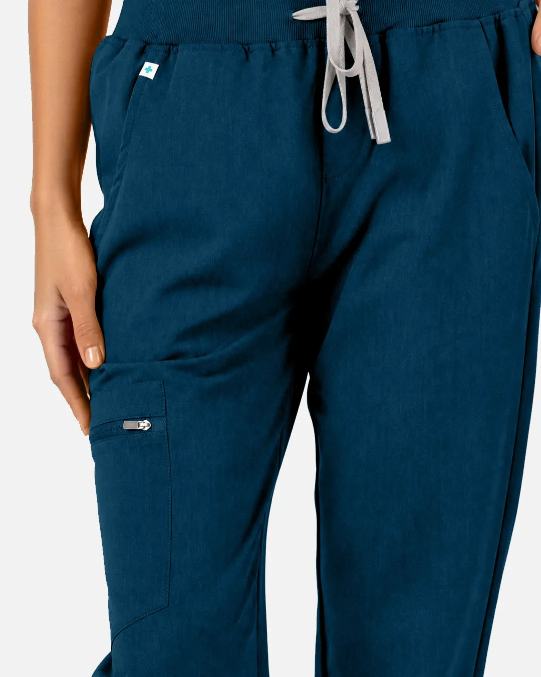 Caribbean Blue Eipnare Women's Multi-Pocket Jogger Scrub Pants - Stretch Medical Scrubs for Women