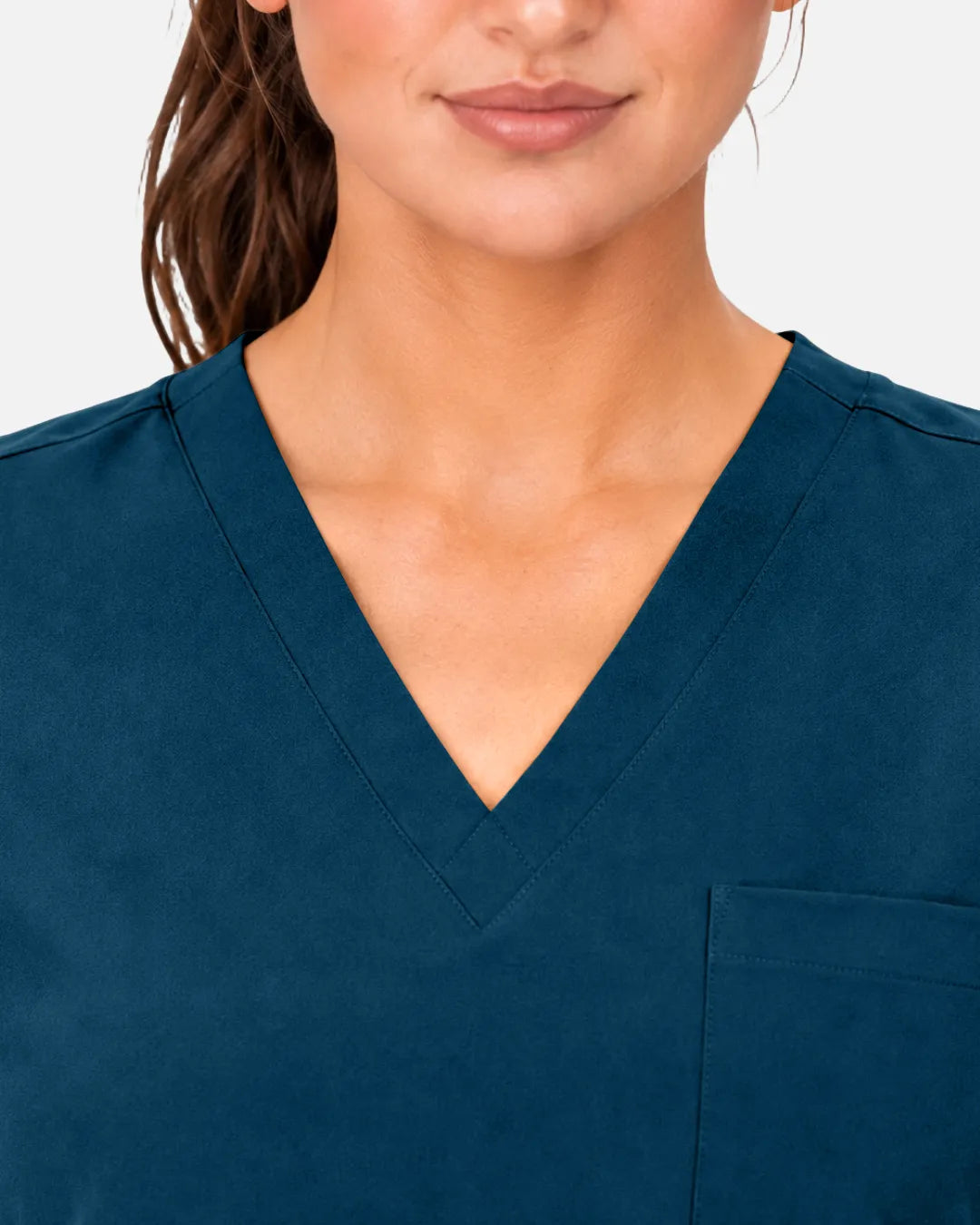 Caribbean Blue Eipnare Women's 3-Pocket V-Neck Scrub Top - Stretch Medical Scrubs for Women
