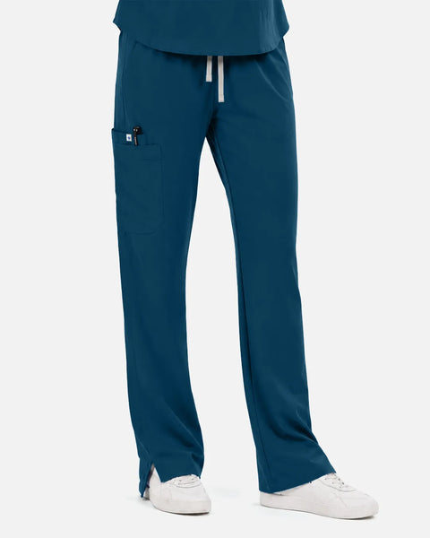 Eipnare Women's Straight-Leg Cargo Uniform Pants - Caribbean Blue