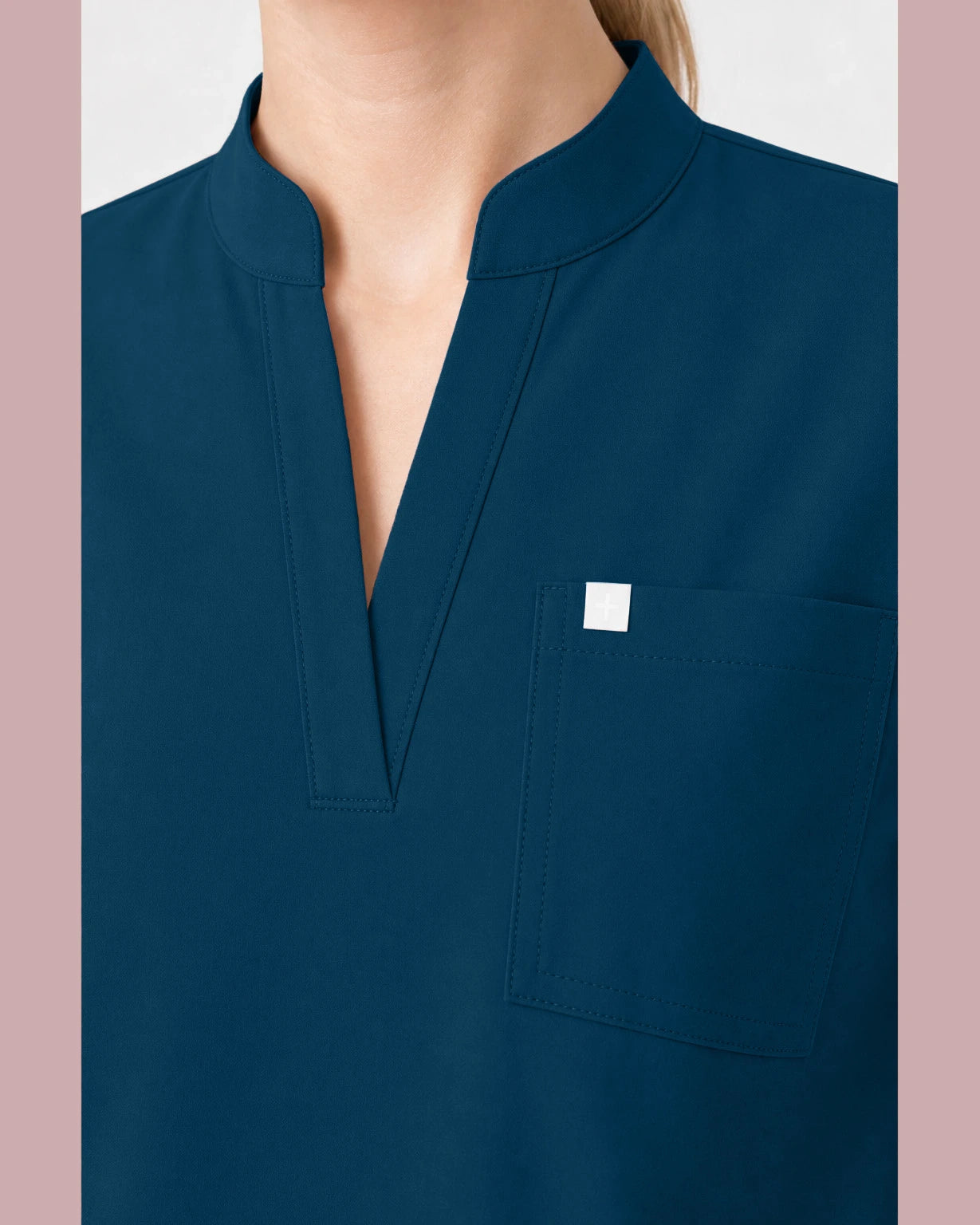 Caribbean Blue Eipnare Women's Henley Sleeveless Straight-Leg Scrub Set - Stretch Medical Scrubs for Women