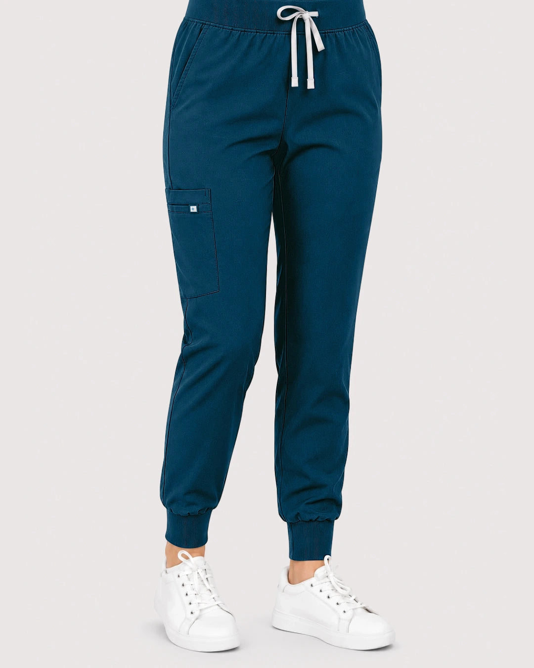 Caribbean Blue Eipnare Women's Knit V-Neck Jogger Scrub Set - Stretch Medical Scrubs for Women