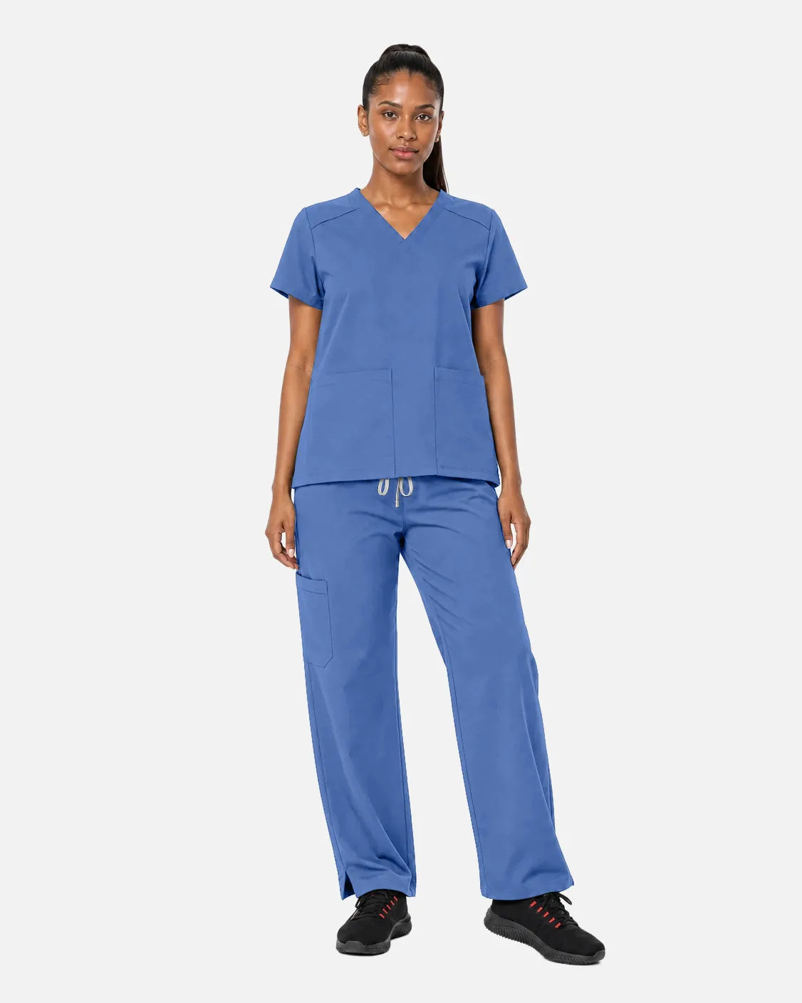 Ceil Blue Eipnare Women's Woven Straight-Leg Scrub Pants - Stretch Medical Scrubs for Women