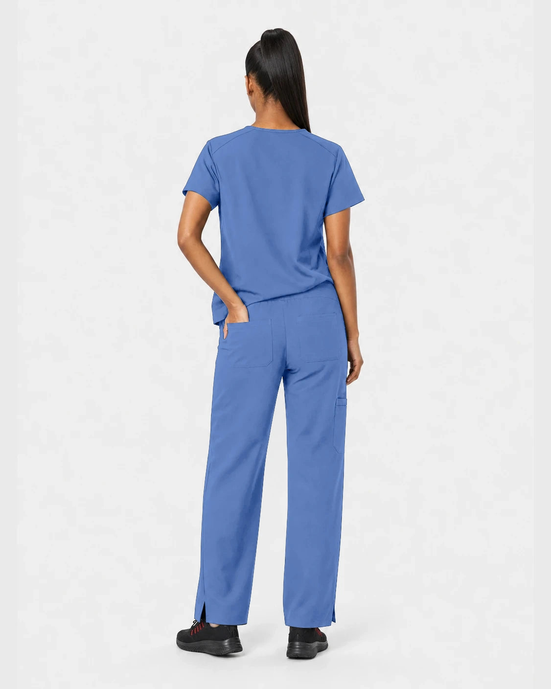 Ceil Blue Eipnare Women's 15-Pocket V-Neck Jogger Scrub Set - Stretch Medical Scrubs for Women