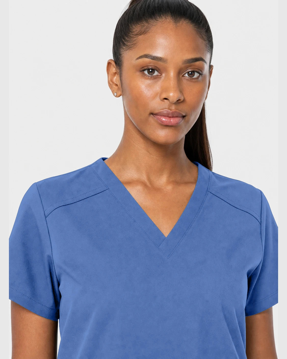 Ceil Blue Eipnare Women's 15-Pocket V-Neck Jogger Scrub Set - Stretch Medical Scrubs for Women