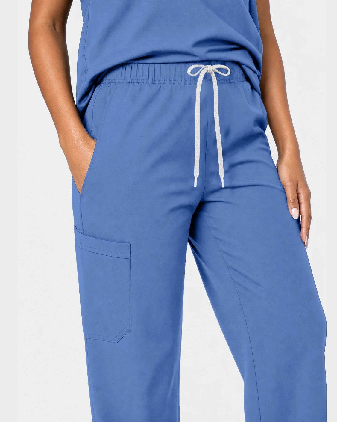 Ceil Blue Eipnare Women's 15-Pocket V-Neck Jogger Scrub Set - Stretch Medical Scrubs for Women