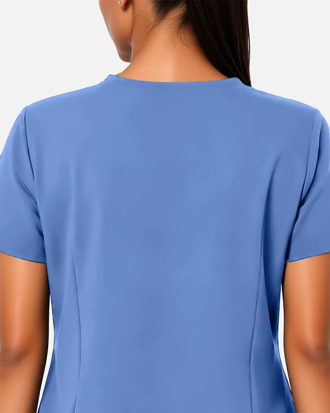 Ceil Blue Eipnare Women's Woven V-Neck Scrub Top - Stretch Medical Scrubs for Women