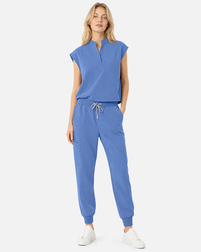 Ceil Blue Eipnare Women's Tapered Jogger Scrub Pants - Stretch Medical Scrubs for Women