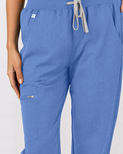 Ceil Blue Eipnare Women's 3-Pocket V-Neck Jogger Scrub Set - Stretch Medical Scrubs for Women