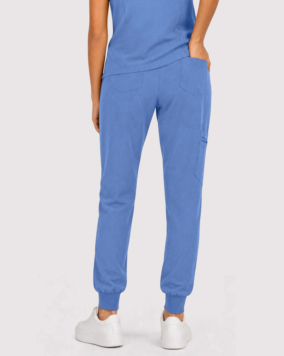 Ceil Blue Eipnare Women's 3-Pocket V-Neck Jogger Scrub Set - Stretch Medical Scrubs for Women