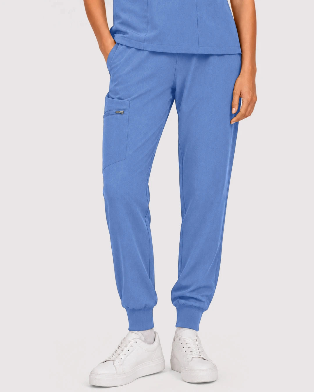 Ceil Blue Eipnare Women's 3-Pocket V-Neck Jogger Scrub Set - Stretch Medical Scrubs for Women