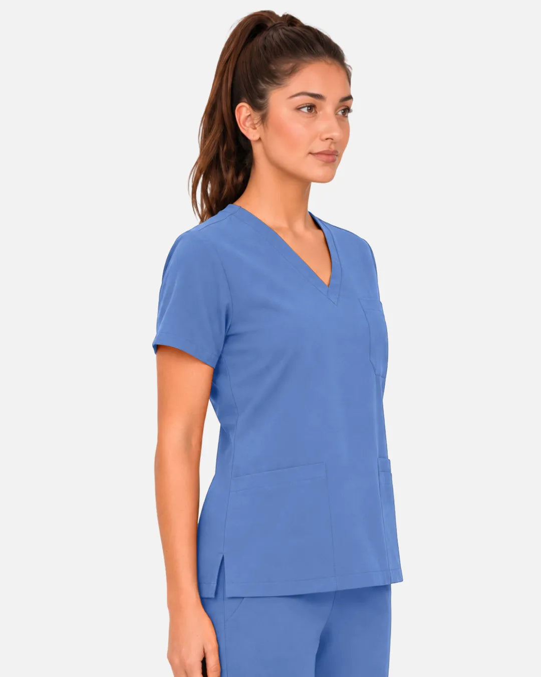 Ceil Blue Eipnare Women's 3-Pocket V-Neck Scrub Top - Stretch Medical Scrubs for Women