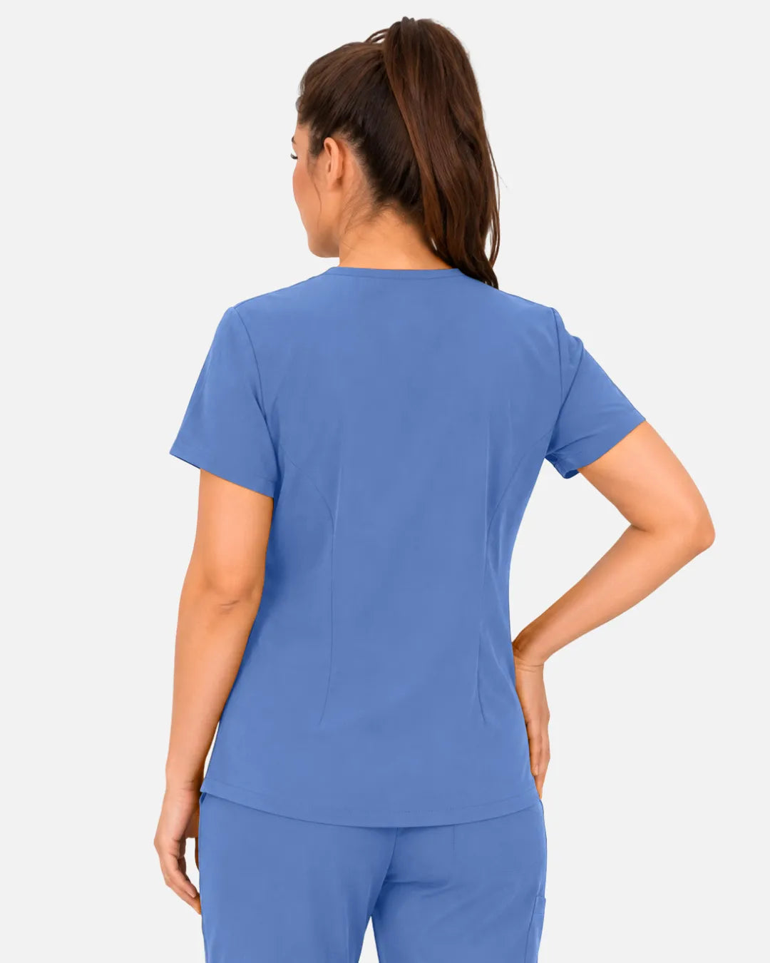 Ceil Blue Eipnare Women's 3-Pocket V-Neck Scrub Top - Stretch Medical Scrubs for Women