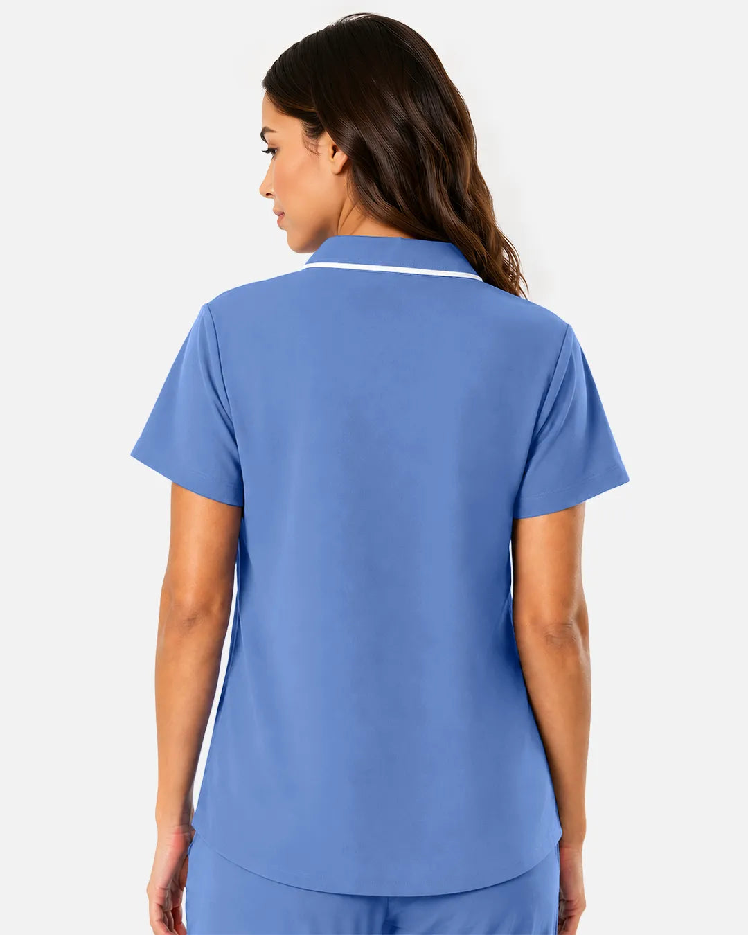 Ceil Blue Eipnare Women's Polo-Collar Medical Scrub Top - Stretch Medical Scrubs for Women