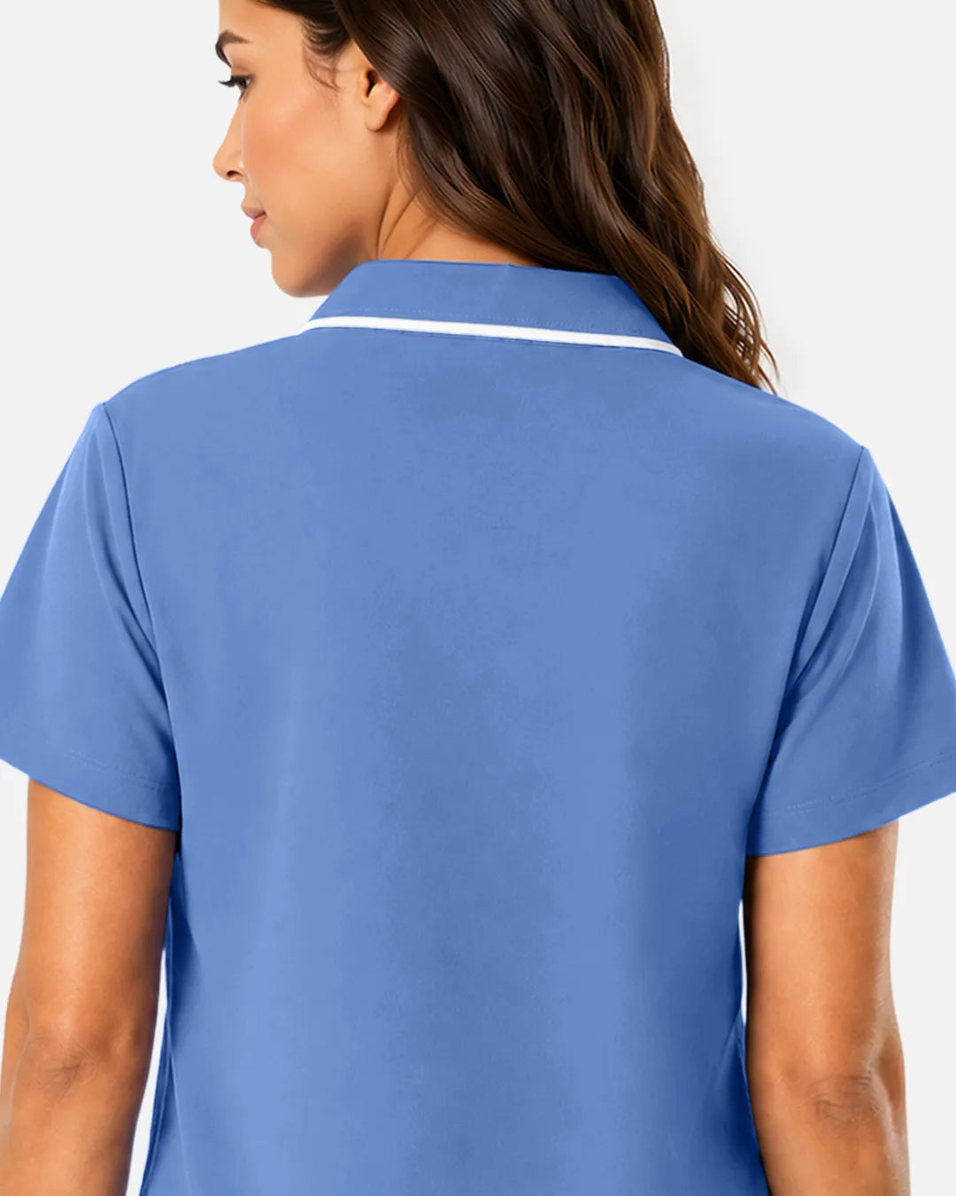 Ceil Blue Eipnare Women's Polo-Collar Medical Scrub Top - Stretch Medical Scrubs for Women
