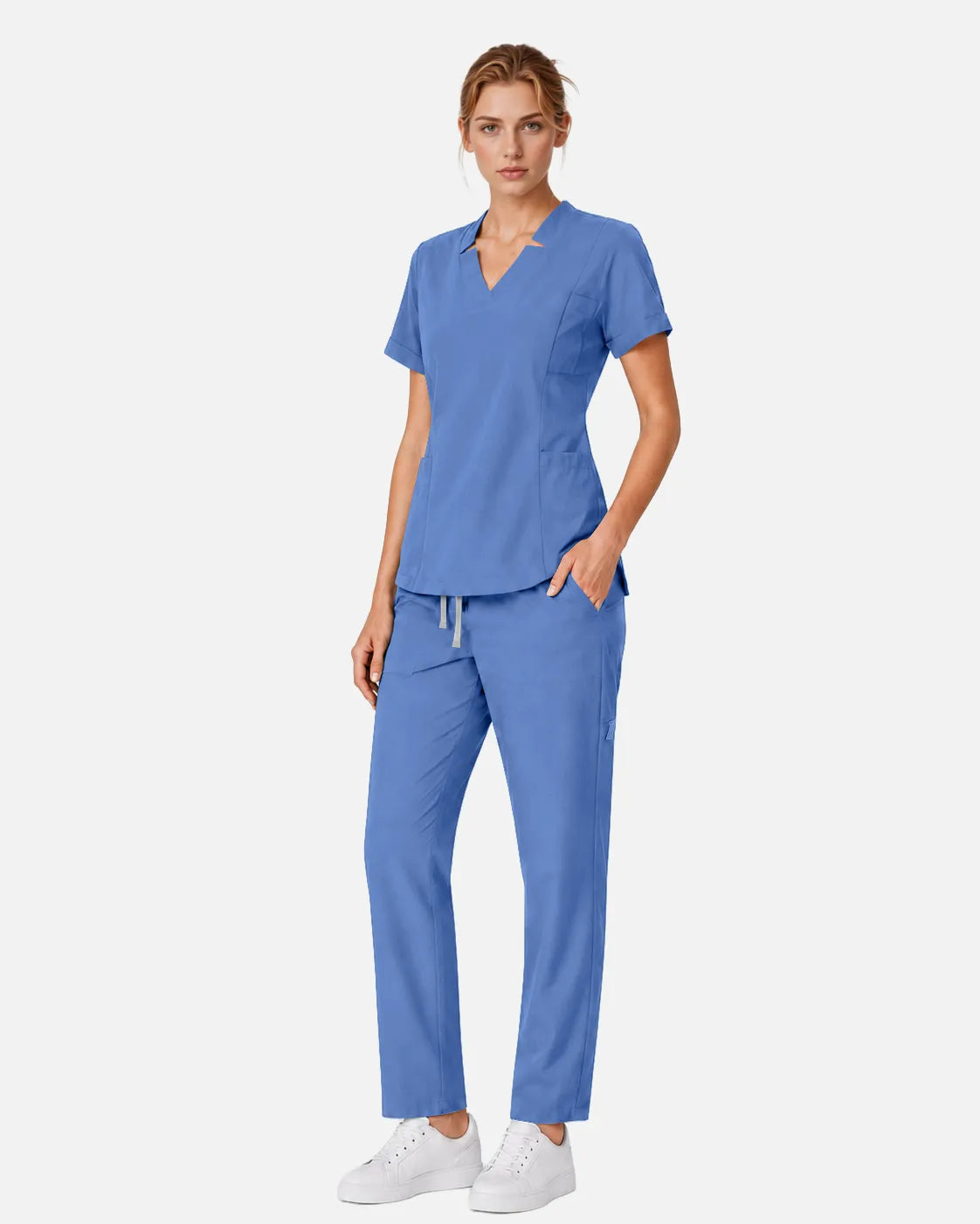 Ceil Blue Eipnare Women's Slim Fit Tapered Cargo Scrub Pants - Stretch Medical Scrubs for Women