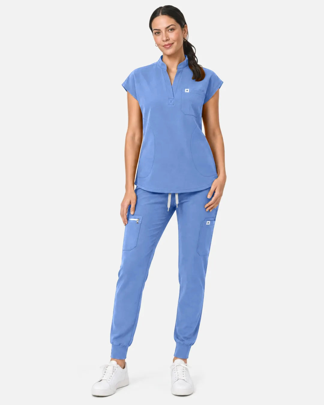 Ceil Blue Eipnare Women's Soft Stretch Jogger Scrub Pants - Stretch Medical Scrubs for Women