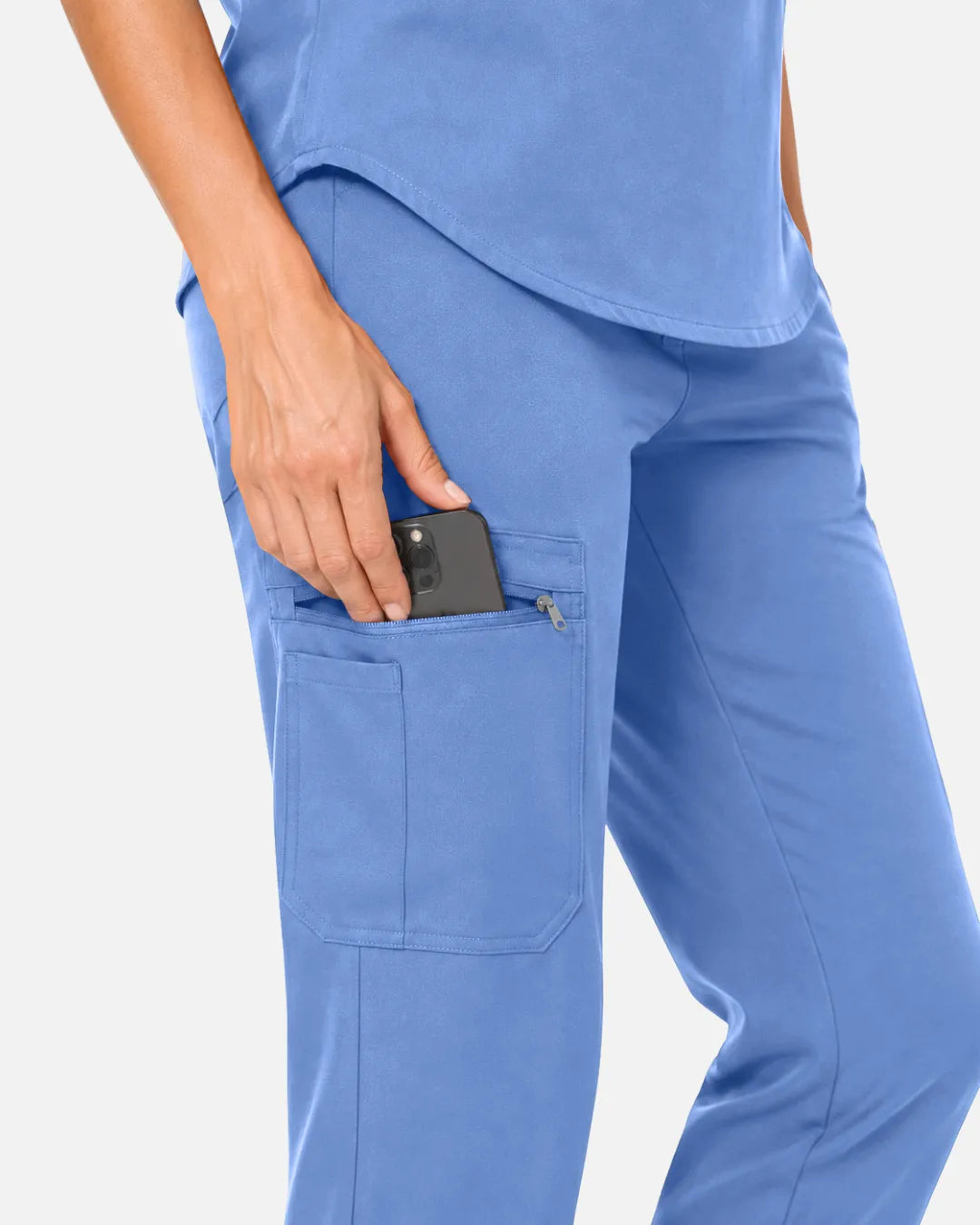 Ceil Blue Eipnare Women's Soft Stretch Jogger Scrub Pants - Stretch Medical Scrubs for Women