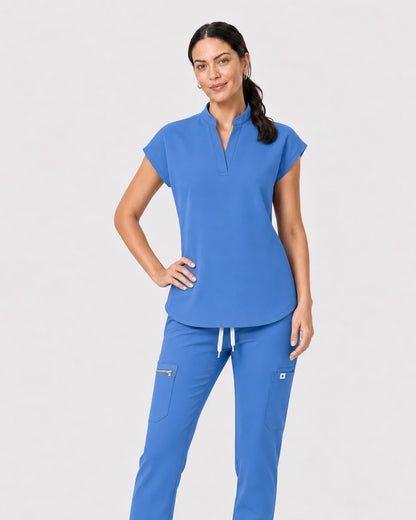 Ceil Blue Eipnare Women's 8-Pocket V-Neck Jogger Scrub Set - Stretch Medical Scrubs for Women