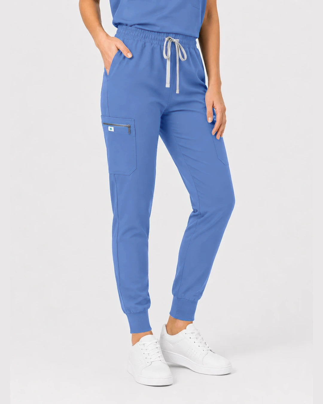Ceil Blue Eipnare Women's Henley Sleeveless Jogger Scrub Set - Stretch Medical Scrubs for Women