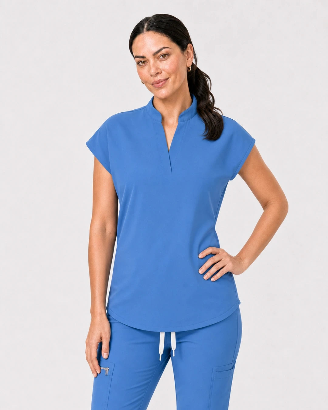 Ceil Blue Eipnare Women's 8-Pocket V-Neck Jogger Scrub Set - Stretch Medical Scrubs for Women