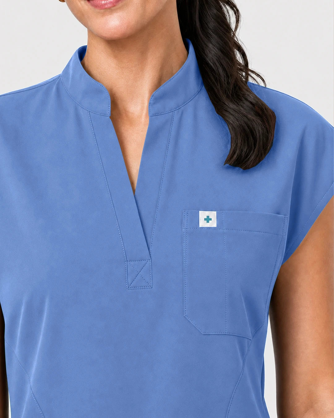 Ceil Blue Eipnare Women's Henley Sleeveless Jogger Scrub Set - Stretch Medical Scrubs for Women