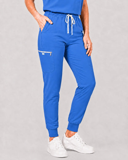 Ceil Blue Eipnare Women's 8-Pocket V-Neck Jogger Scrub Set - Stretch Medical Scrubs for Women