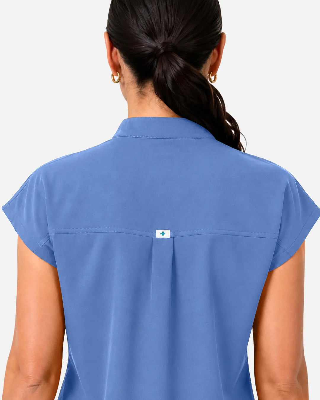 Ceil Blue Eipnare Women's Sleeveless Henley Scrub Top - Stretch Medical Scrubs for Women