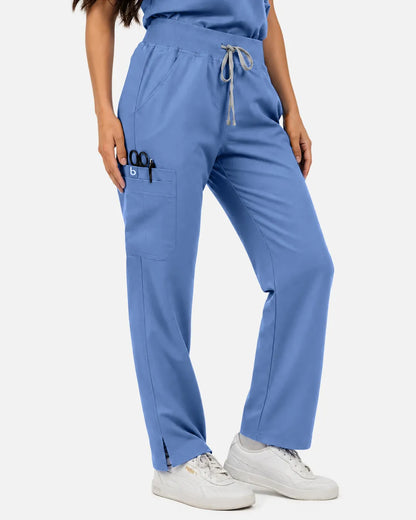 Ceil Blue Eipnare Women's Straight-Leg Cargo Scrub Pants - Stretch Medical Scrubs for Women