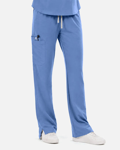 Ceil Blue Eipnare Women's Straight-Leg Cargo Scrub Pants - Stretch Medical Scrubs for Women