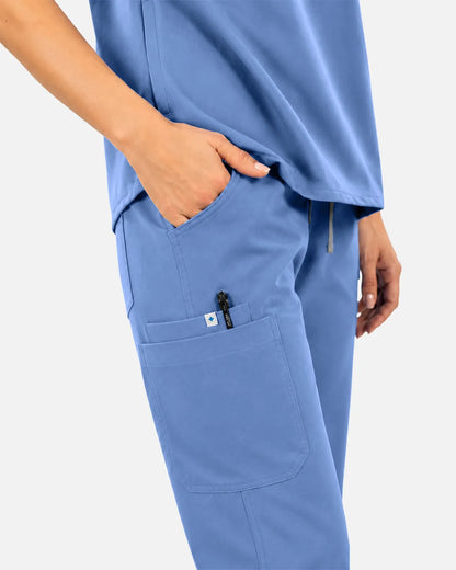 Ceil Blue Eipnare Women's Straight-Leg Cargo Scrub Pants - Stretch Medical Scrubs for Women