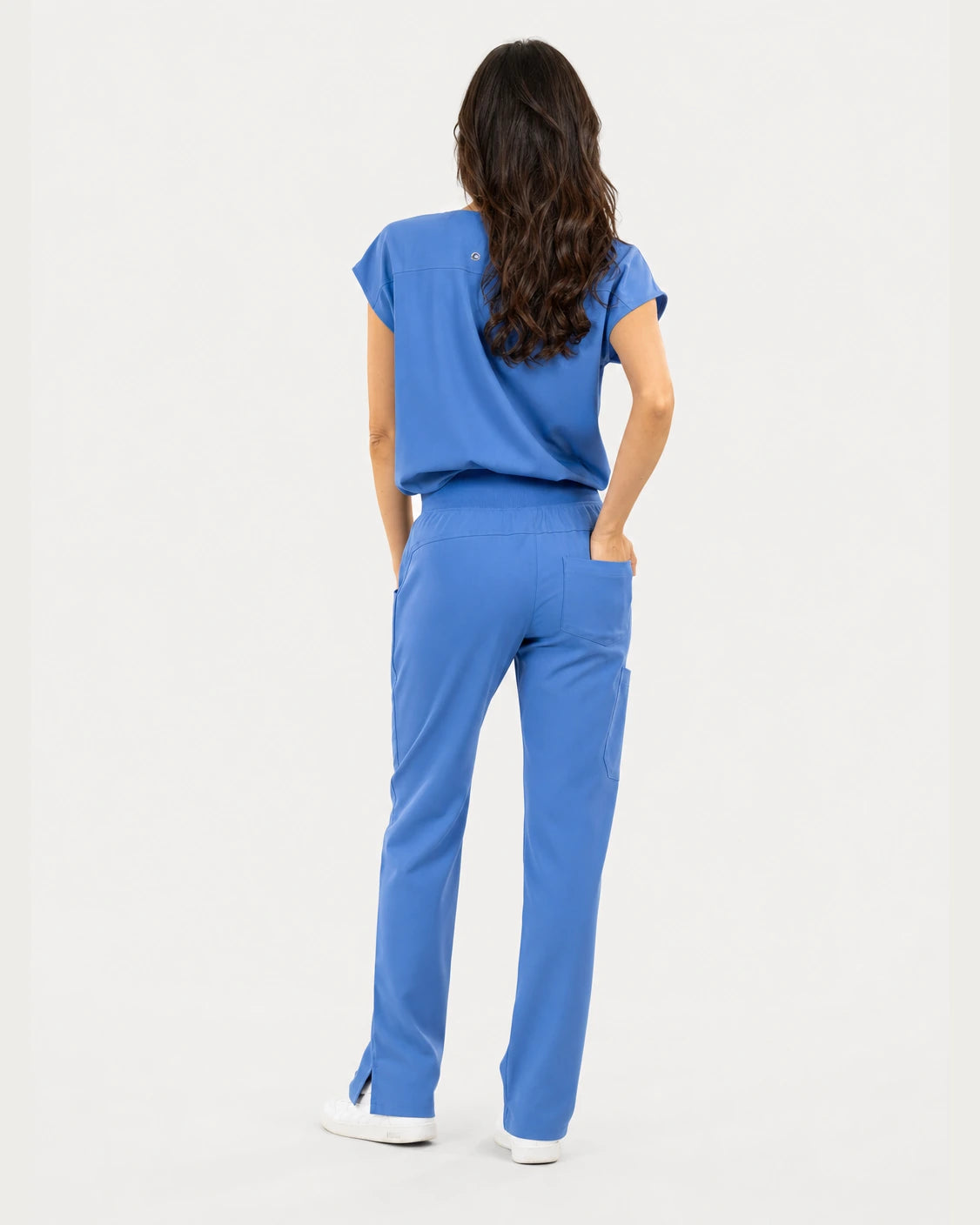 Ceil Blue Eipnare Women's 9-Pocket V-Neck Jogger Scrub Set - Stretch Medical Scrubs for Women