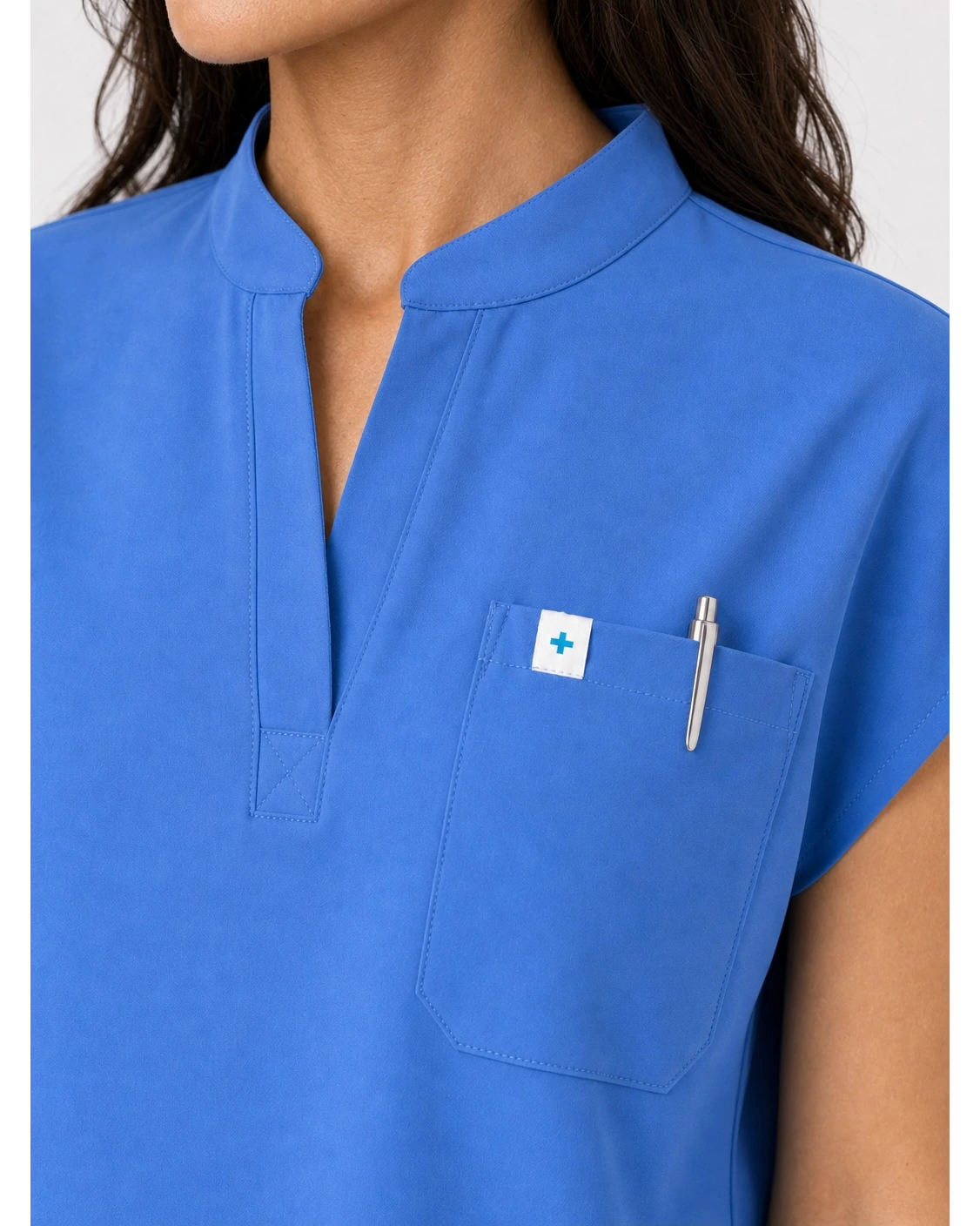 Ceil Blue Eipnare Women's 9-Pocket V-Neck Jogger Scrub Set - Stretch Medical Scrubs for Women
