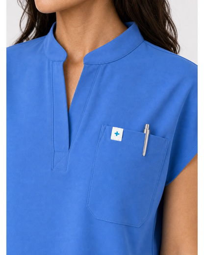 Ceil Blue Eipnare Women's 9-Pocket V-Neck Jogger Scrub Set - Stretch Medical Scrubs for Women