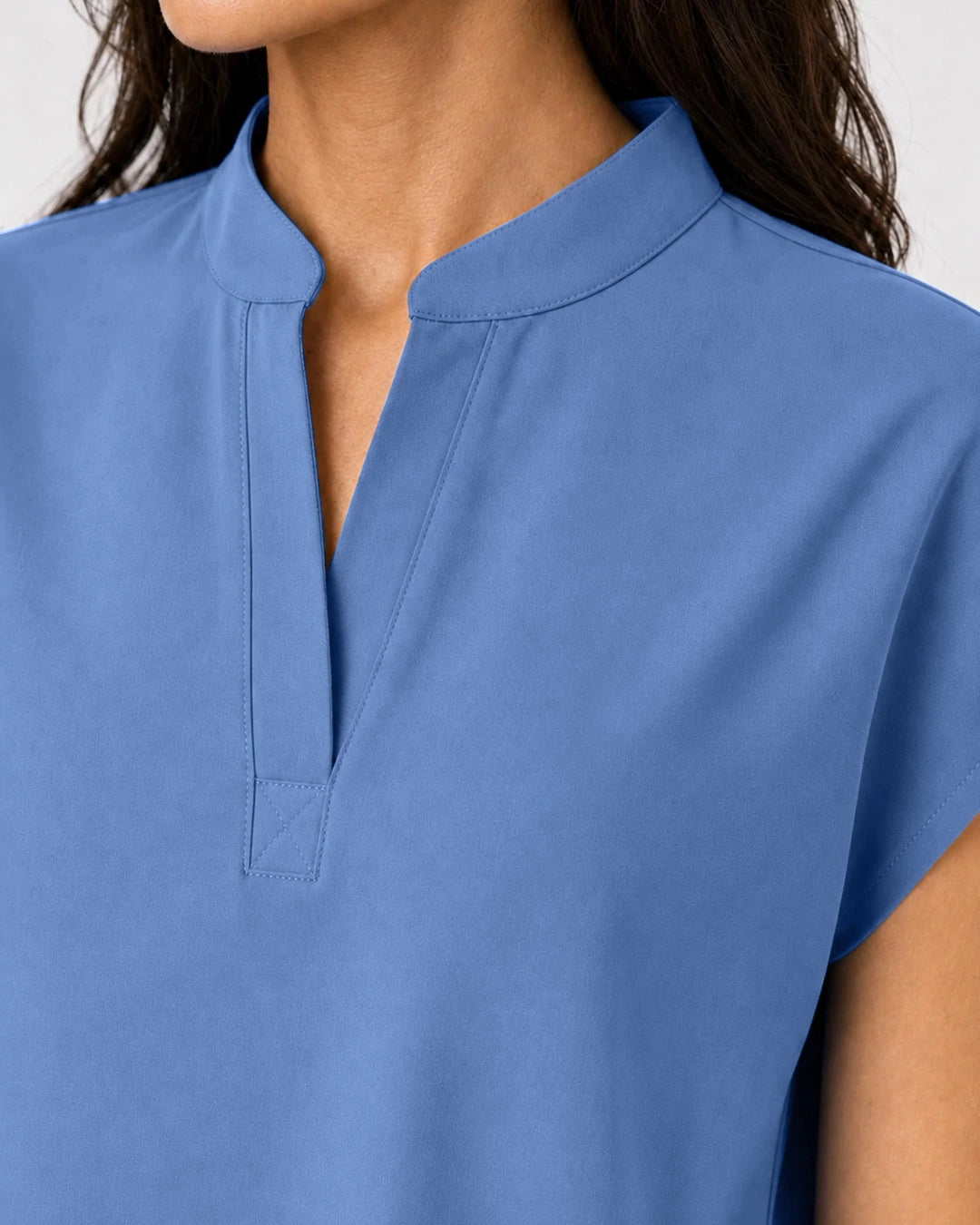 Ceil Blue Eipnare Women's Mandarin Sleeveless Straight-Leg Scrub Set - Stretch Medical Scrubs for Women