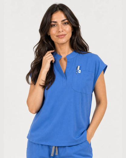Ceil Blue Eipnare Women's 9-Pocket V-Neck Jogger Scrub Set - Stretch Medical Scrubs for Women