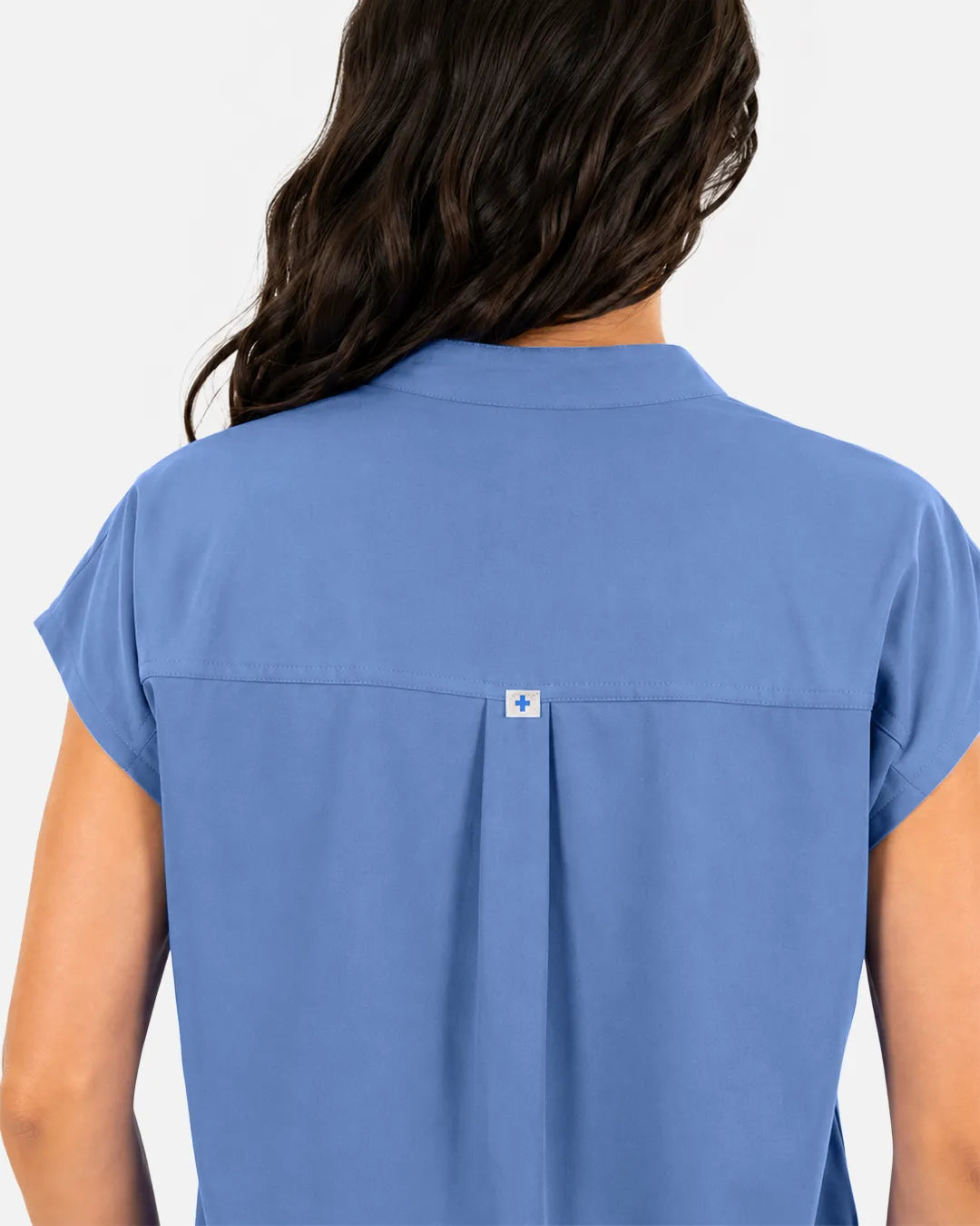 Ceil Blue Eipnare Women's Sleeveless Mandarin Collar Scrub Top - Stretch Medical Scrubs for Women