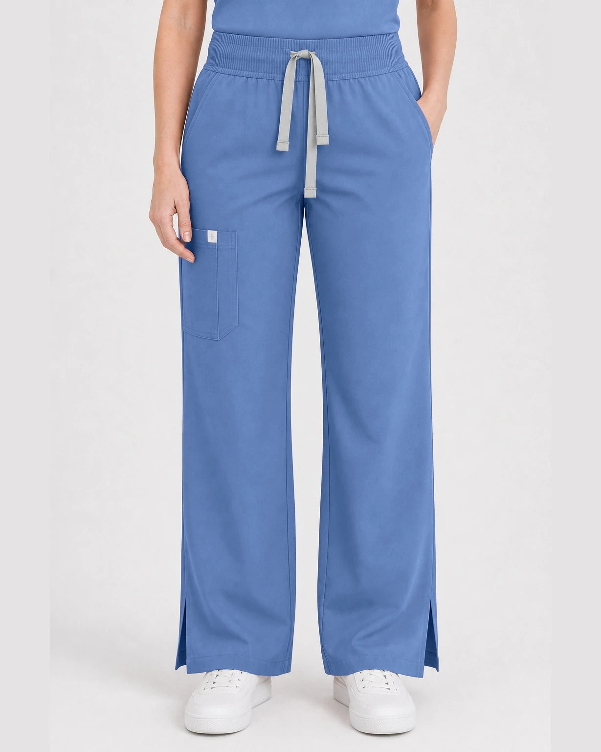 Ceil Blue Eipnare Women's Henley Sleeveless Straight-Leg Scrub Set - Stretch Medical Scrubs for Women