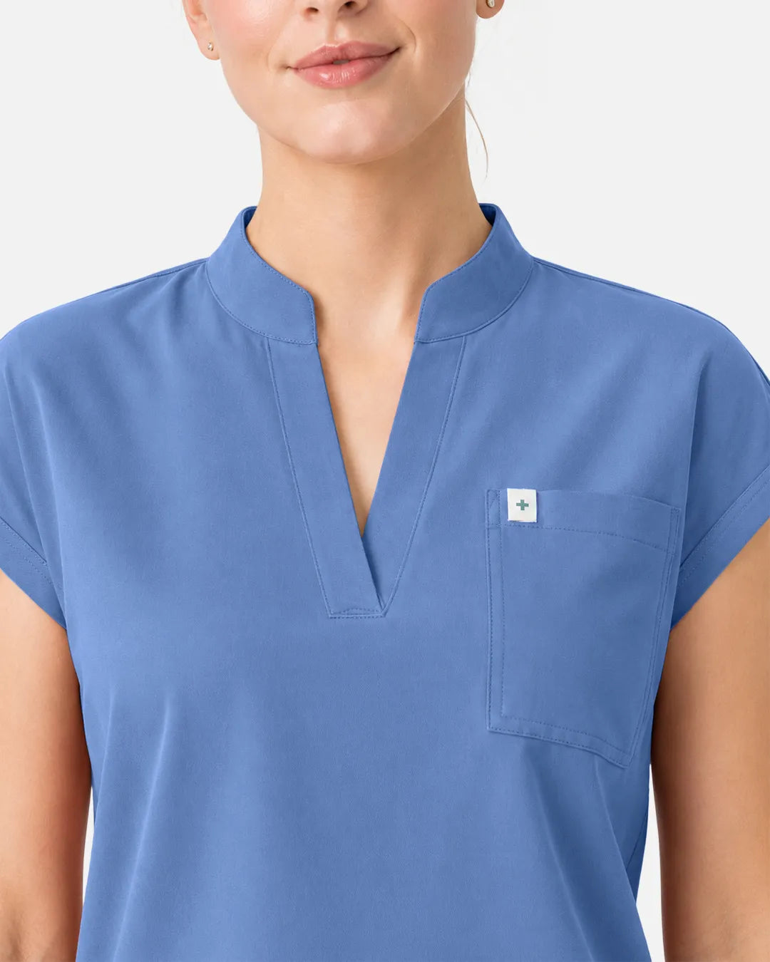 Ceil Blue Eipnare Women's Henley Sleeveless Straight-Leg Scrub Set - Stretch Medical Scrubs for Women