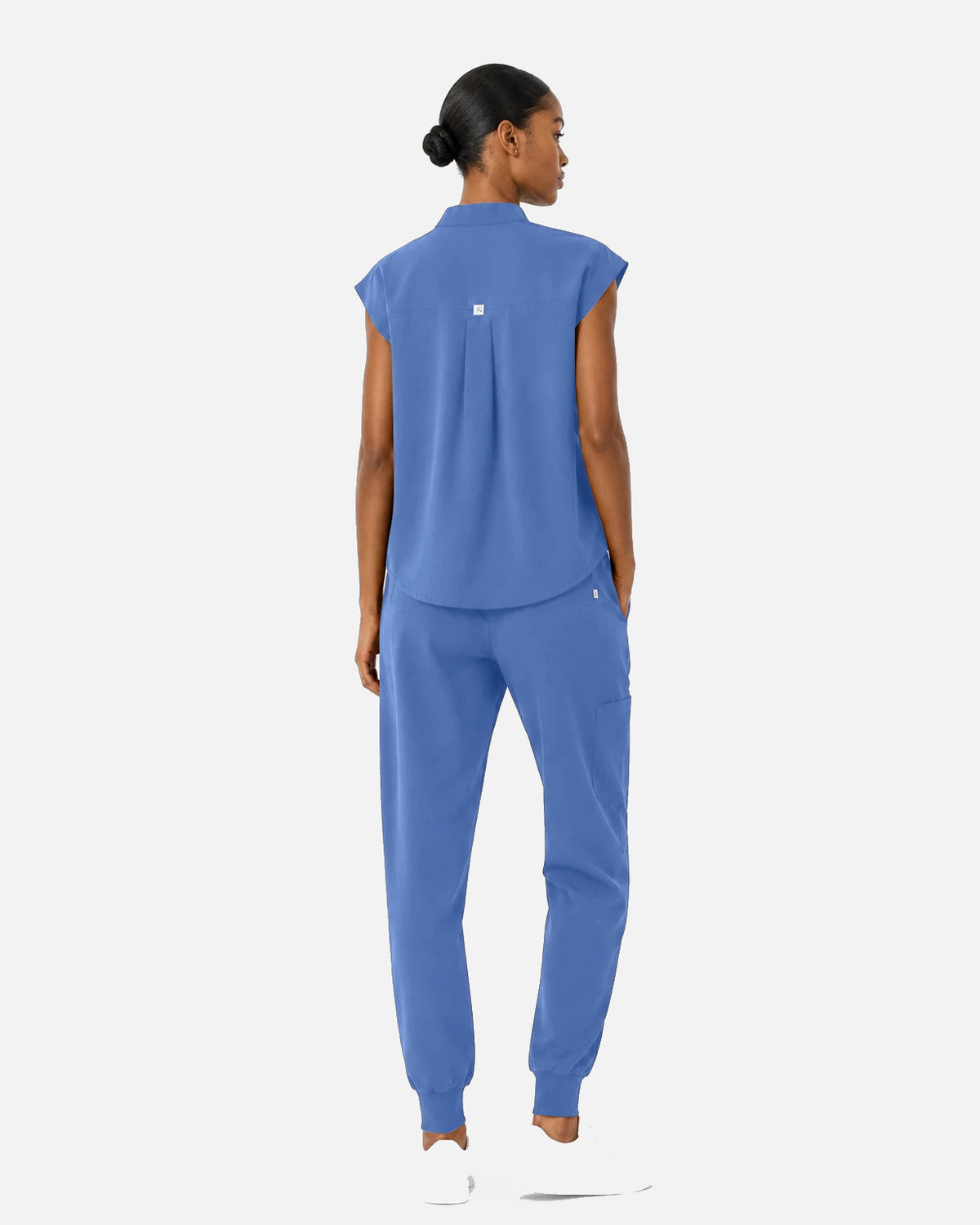 Ceil Blue – Eipnare Women's Sleeveless Mandarin Collar Jogger Uniform Set – product image 03