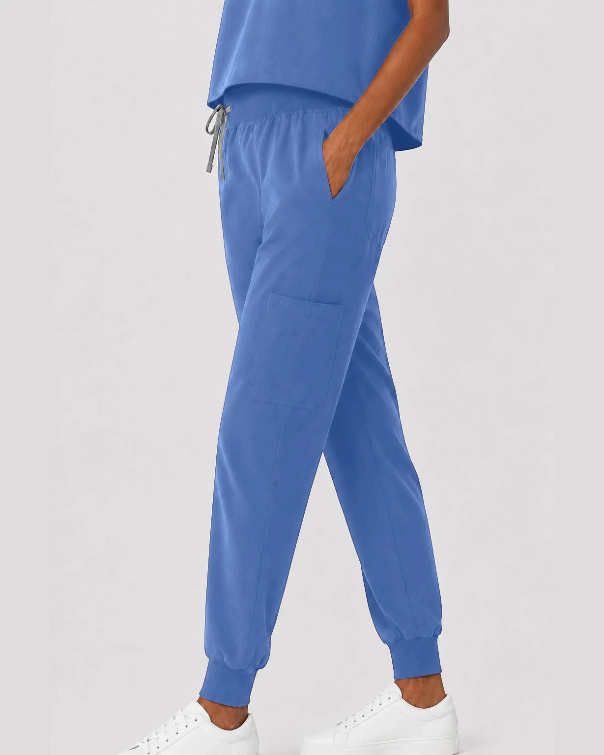 Ceil Blue Eipnare Women's Sleeveless Mandarin Collar Jogger Scrub Set - Stretch Medical Scrubs for Women