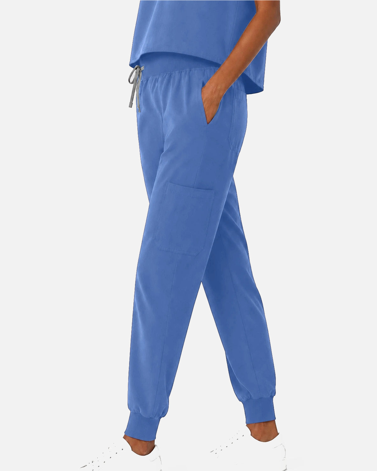 Ceil Blue – Eipnare Women's Sleeveless Mandarin Collar Jogger Uniform Set – product image 05