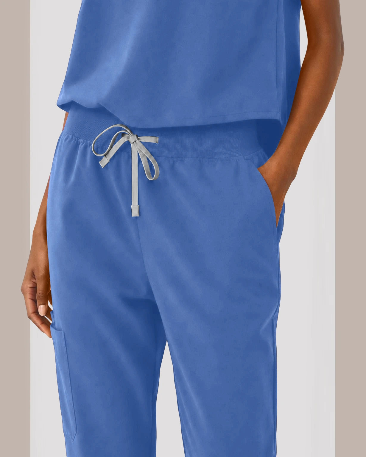 Ceil Blue Eipnare Women's Sleeveless Mandarin Collar Jogger Scrub Set - Stretch Medical Scrubs for Women