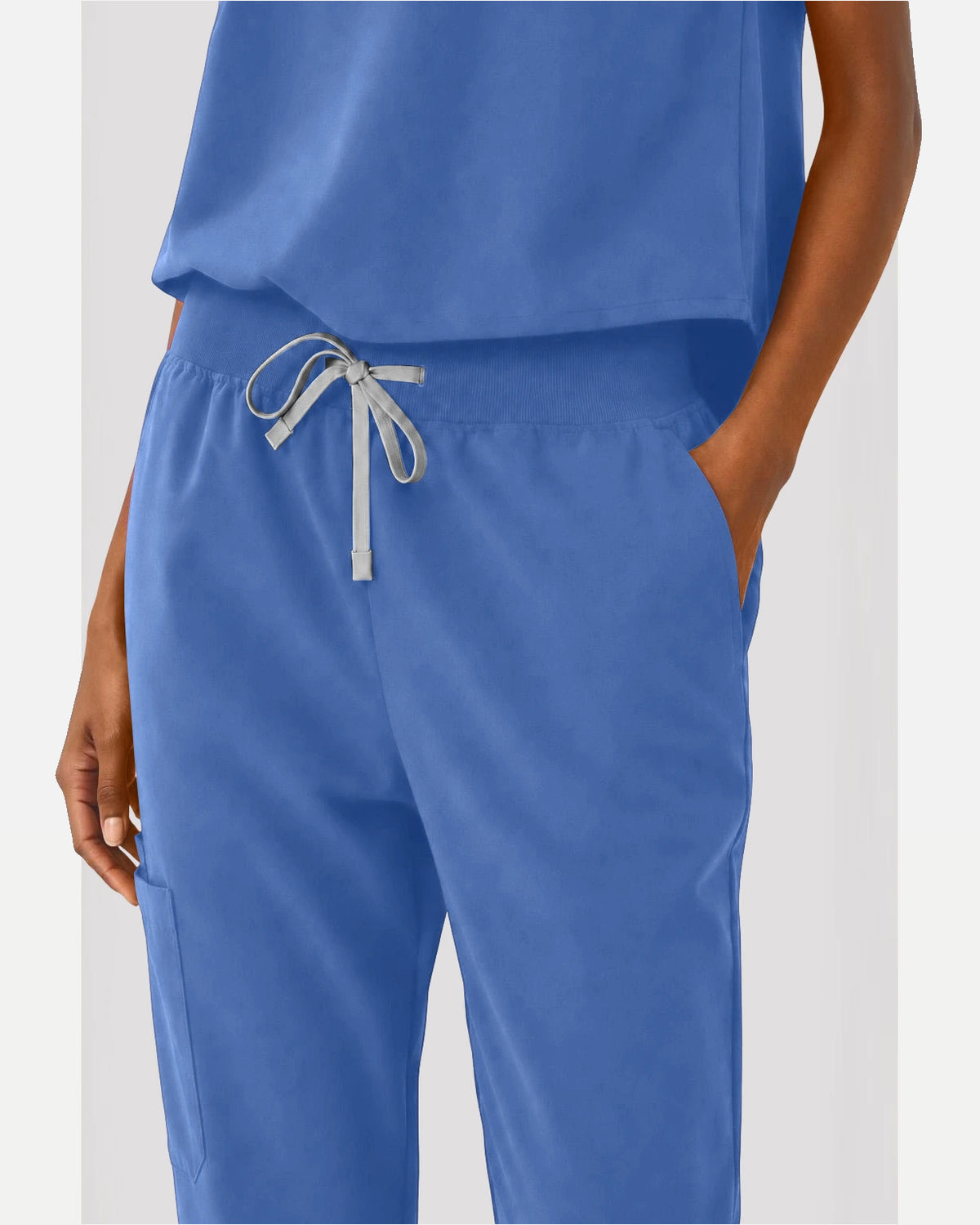 Ceil Blue – Eipnare Women's Sleeveless Mandarin Collar Jogger Uniform Set – product image 06